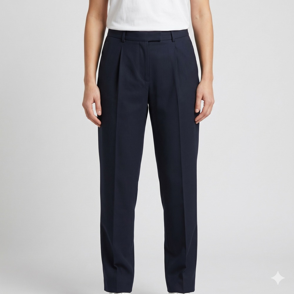 Zanella Women's Anna Pleated Dress Pants Made In Italy Wool Navy Size 2 EUC